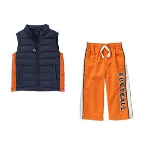 NWT Gymboree Junior Linebacker Puffer Vest & Football Champ Lined Athletic Pants